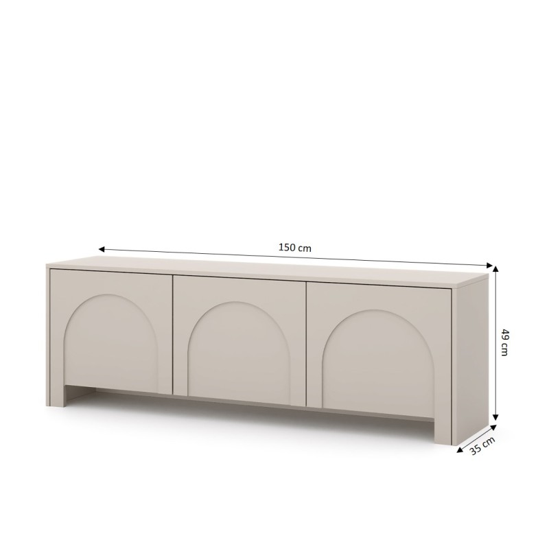 Meuble TV EDDA coloris cachemire 3 portes 150cm