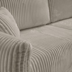 Divano letto GLORIA 3 posti in velluto a coste color tortora