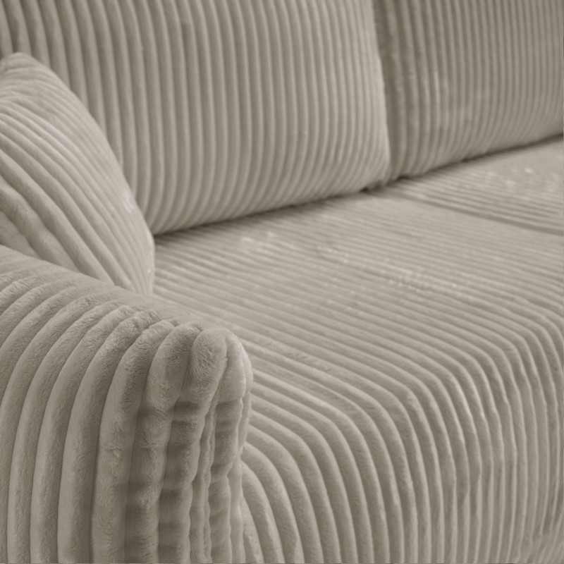 Divano letto GLORIA 3 posti in velluto a coste color tortora