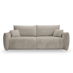Divano letto GLORIA 3 posti in velluto a coste color tortora