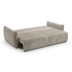Divano letto GLORIA 3 posti in velluto a coste color tortora
