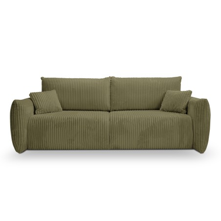 Gerades Schlafsofa GLORIA 3-Sitzer, grün salbeifarbener Cord