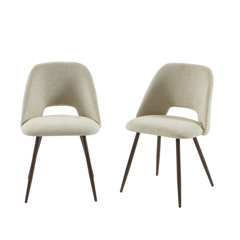 Lot de 2 chaises ELISABETH tissu beige pieds effet chêne