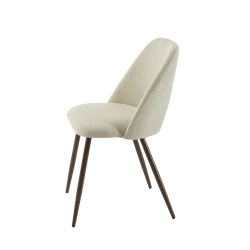 Lot de 2 chaises ELISABETH tissu beige pieds effet chêne