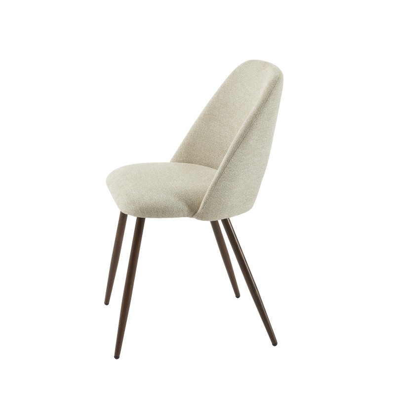 Lot de 2 chaises ELISABETH tissu beige pieds effet chêne