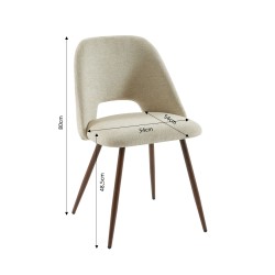Lot de 2 chaises ELISABETH tissu beige pieds effet chêne