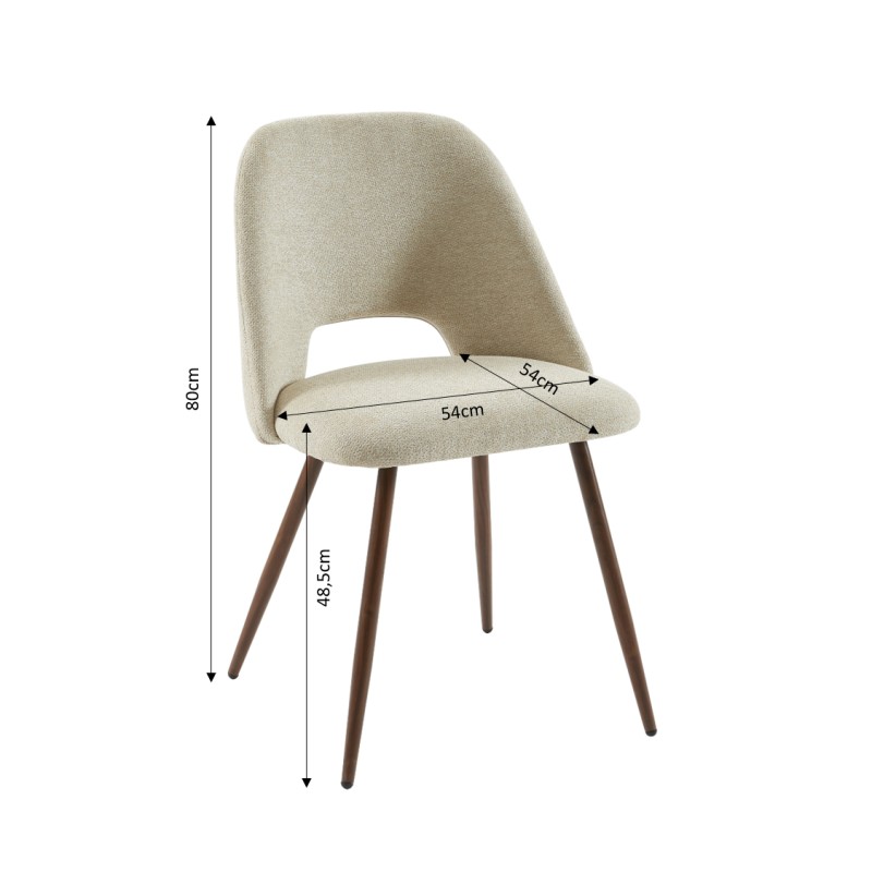 Lot de 2 chaises ELISABETH tissu beige pieds effet chêne