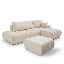 Pouf BELEM in tessuto bouclé ecru