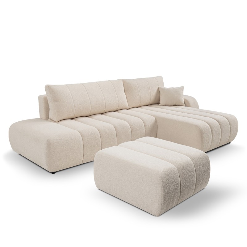 Pouf BELEM in tessuto bouclé ecru