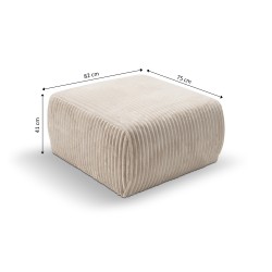 Pouf GLORIA velours côtelé écru