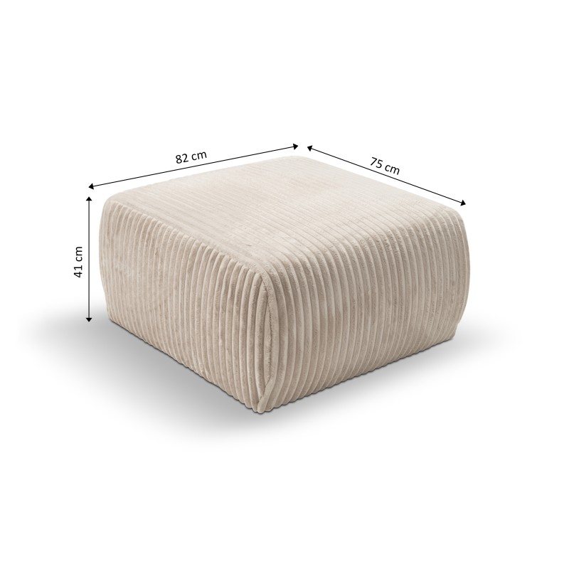 Pouf GLORIA velours côtelé écru