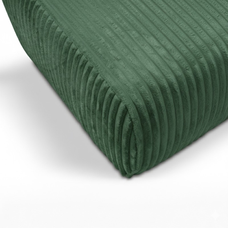 Pouf GLORIA in velluto a coste verde kaki