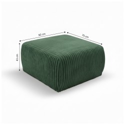 Pouf GLORIA in velluto a coste verde kaki