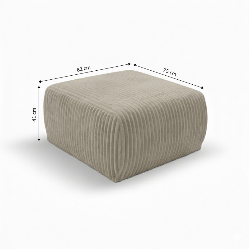 Pouf GLORIA velours côtelé taupe
