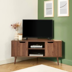 Meuble tv d'angle LYNA effet noyer 115cm