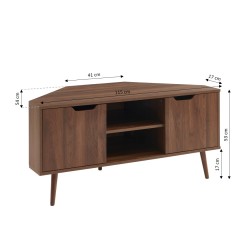 Meuble tv d'angle LYNA effet noyer 115cm