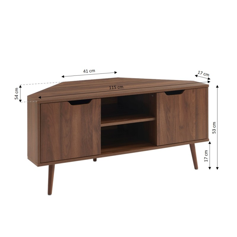 Meuble tv d'angle LYNA effet noyer 115cm