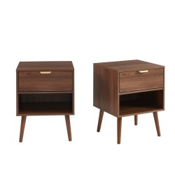 Lot de 2 tables de chevet JEANNE effet noyer 40cm