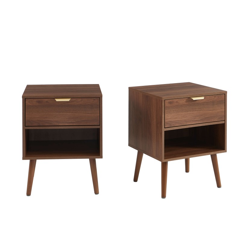 Lot de 2 tables de chevet JEANNE effet noyer 40cm