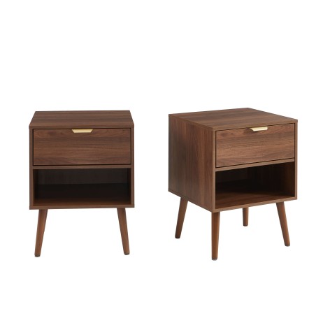 Lot de 2 tables de chevet JEANNE effet noyer 40cm