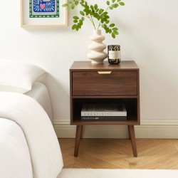 Lot de 2 tables de chevet JEANNE effet noyer 40cm