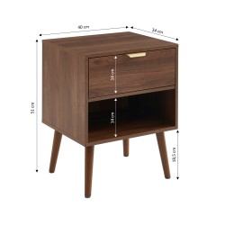 Lot de 2 tables de chevet JEANNE effet noyer 40cm