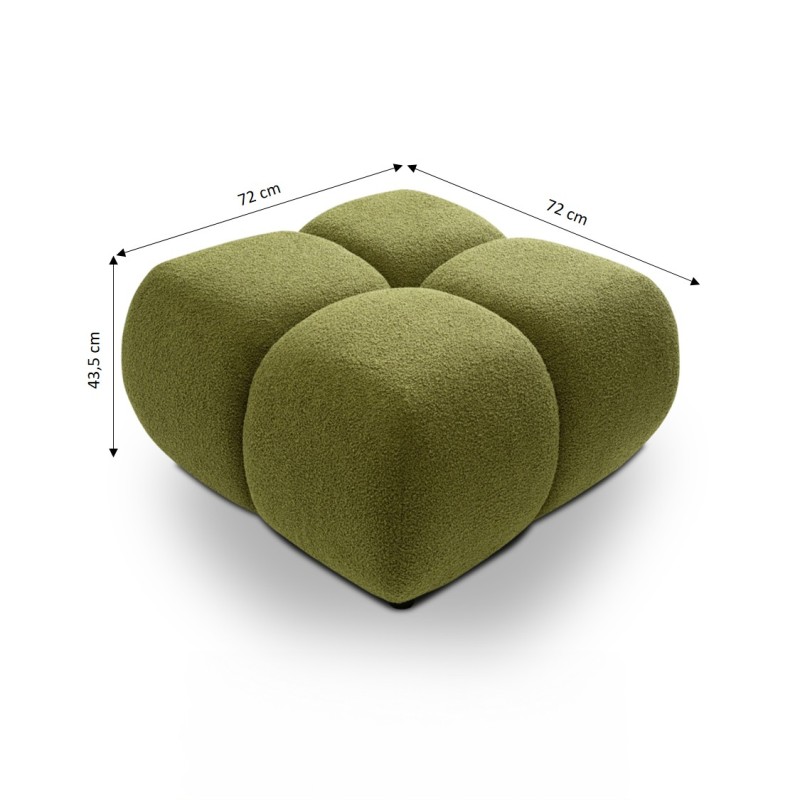 Pouf TASCA in tessuto bouclé verde oliva