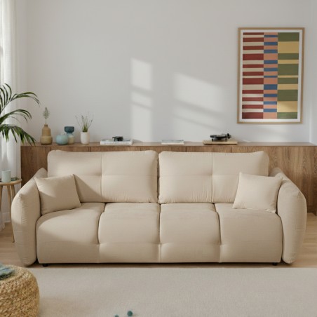 Gerades Schlafsofa COMO 3-Sitzer, Stoff Chenille greige
