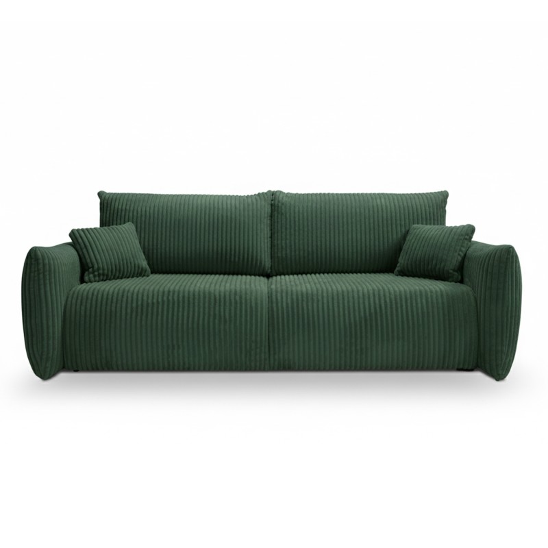 Divano letto GLORIA 3 posti in velluto a coste verde kaki