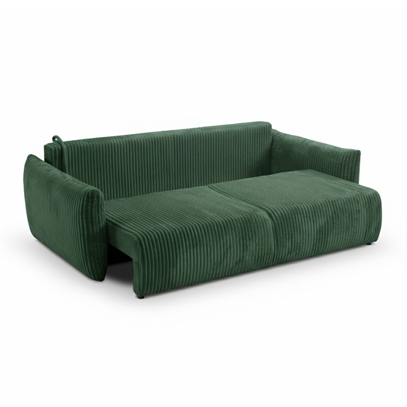 Divano letto GLORIA 3 posti in velluto a coste verde kaki