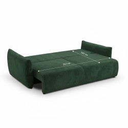 Divano letto GLORIA 3 posti in velluto a coste verde kaki