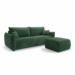 Divano letto GLORIA 3 posti in velluto a coste verde kaki