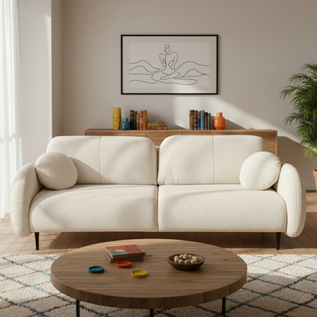 3-Sitzer-Schlafsofa CARINO mit gerader Rückenlehne, Bouclé-Stoff in Greige