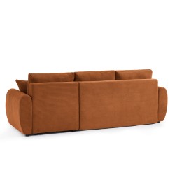 Canapé d'angle DANILO convertible velours côtelé terracotta 4 places