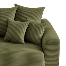 Canapé droit SOLINE convertiblevelours cotêlé vert 3 places