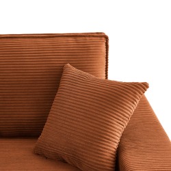 Canapé d'angle ZOLA convertible et réversible velours côtelé terracotta 4 places