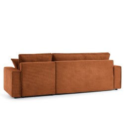Canapé d'angle ZOLA convertible et réversible velours côtelé terracotta 4 places
