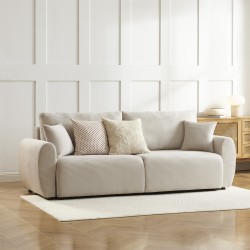 Canapé droit DANILO convertible velours côtelé beige 3 places