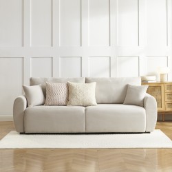 Canapé droit DANILO convertible velours côtelé beige 3 places