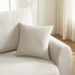 Canapé droit DANILO convertible velours côtelé beige 3 places