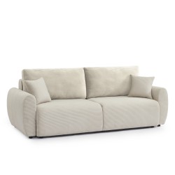 Canapé droit DANILO convertible velours côtelé beige 3 places