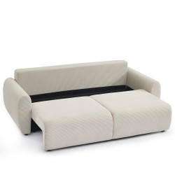 Canapé droit DANILO convertible velours côtelé beige 3 places