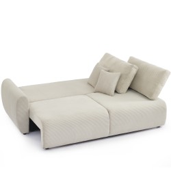 Canapé droit DANILO convertible velours côtelé beige 3 places