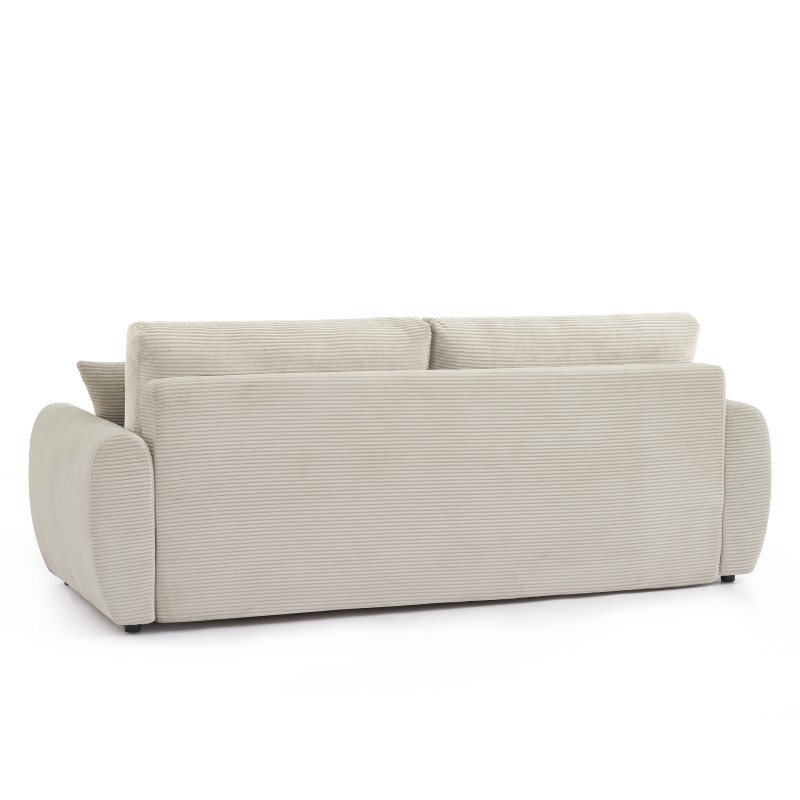 Canapé droit DANILO convertible velours côtelé beige 3 places