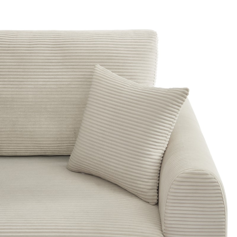 Canapé droit DANILO convertible velours côtelé beige 3 places