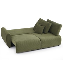 Canapé droit DANILO convertible velours côtelé vert 3 places