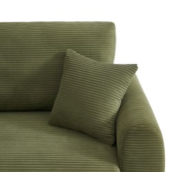 Canapé droit DANILO convertible velours côtelé vert 3 places