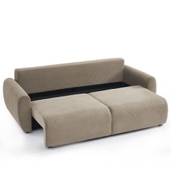 Canapé droit DANILO convertible velours cotelé taupe 3 places