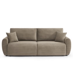 Canapé droit DANILO convertible velours cotelé taupe 3 places