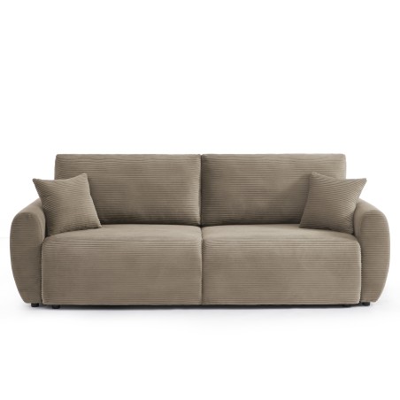 Canapé droit DANILO convertible velours cotelé taupe 3 places